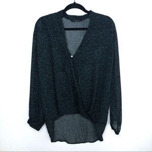 Knot Sisters Sophia Green Sheer Floral Long Sleeve